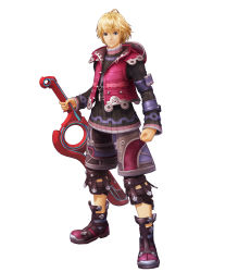 Rule 34 | 1boy, 3d, absurdres, ahoge, blonde hair, blue eyes, boots, full body, highres, long sleeves, looking at viewer, male focus, monado, nintendo, official art, short hair, shorts, shulk (xenoblade), solo, sweater, sword, turtleneck, turtleneck sweater, vest, weapon, white background, xenoblade chronicles (series), xenoblade chronicles 1, xenoblade chronicles (series)
