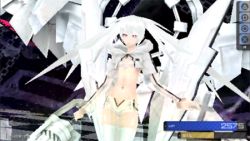 Rule 34 | 10s, animated, animated gif, arm cannon, ass, bikini, bikini top only, black rock shooter, black rock shooter (game), boots, long hair, lowres, midriff, navel, purple eyes, shorts, swimsuit, weapon, white hair, white rock shooter, wings