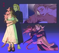 Rule 34 | 2girls, adora (she-ra), alternate universe, animal ears, barefoot, bite mark, blonde hair, blood, blood on face, brown hair, carrying, cat ears, cat girl, cat tail, catra, dress, drinking blood, full body, hickey, highres, mondaykilly, multiple girls, priest, princess carry, red eyes, she-ra and the princesses of power, tail, vampire, white dress, yuri