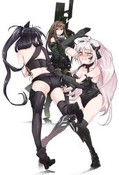 Rule 34 | 3girls, angry, ankle boots, architect (girls&#039; frontline), ass, black hair, black legwear, blush, boots, breasts, brown eyes, brown hair, cleavage, disgust, elbow gloves, embarrassed, from behind, gager (girls&#039; frontline), girls&#039; frontline, gloves, green eyes, highres, large breasts, leotard, long hair, m4a1 (girls&#039; frontline), m4a1 (mod3) (girls&#039; frontline), medium breasts, mod3 (girls&#039; frontline), multiple girls, pale skin, sangvis ferri, sd bigpie, short shorts, shorts, side ponytail, spanking, thigh boots, thighhighs, white hair, yellow eyes
