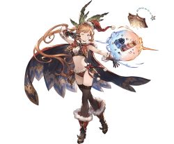 Rule 34 | 10s, 1girl, black legwear, blonde hair, boots, candy, cape, christmas, clarisse (granblue fantasy), elbow gloves, food, full body, gift, gloves, granblue fantasy, hat, long hair, midriff, minaba hideo, official art, one eye closed, santa boots, santa hat, solo, transparent background, very long hair