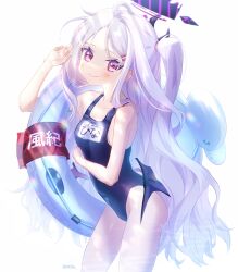 Rule 34 | blue archive, breasts, grey hair, halo, hina (blue archive), hina (swimsuit) (blue archive), horns, moa (21energy12), one-piece swimsuit, school uniform, simple background, small breasts, swimsuit, twitter, white background