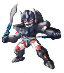 Rule 34 | 1990s (style), 1boy, artist request, beast wars, beast wars: transformers, full body, glowing, glowing eyes, gorilla, holding, holding sword, holding weapon, looking at viewer, machine, machinery, male focus, maximal, mecha, no humans, optimus primal, personification, red eyes, retro artstyle, robot, simple background, solo, sword, transformers, weapon