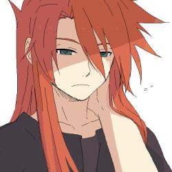 Rule 34 | 00s, 1boy, face, green eyes, long hair, luke fon fabre, male focus, oekaki, red hair, shaded face, solo, tales of (series), tales of the abyss, tired