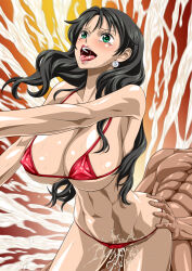 Rule 34 | 1boy, 1girl, abs, alvida (one piece), ass, bikini, black hair, breasts, censored, covered erect nipples, cum, dark-skinned male, dark skin, green eyes, hetero, highres, implied vaginal, jewelry, large breasts, long hair, mature female, muscular, muscular male, necklace, nel-zel formula, nipples, one piece, open mouth, panties, penis, pussy, red bikini, sex, source request, swimsuit, underwear, vaginal