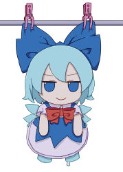 Rule 34 | 1girl, absurdres, blue bow, blue dress, blue eyes, blue hair, bow, cirno, closed mouth, collared shirt, dress, fairy, full body, fumo (doll), hair between eyes, hair bow, highres, ice, ice wings, kame (kamepan44231), shirt, short hair, short sleeves, simple background, smile, solo, touhou, white background, white shirt, wings