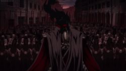 Rule 34 | alucard (hellsing), animated, animated gif, armor, army, hellsing, male focus, no humans, red eyes, vampire