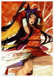 Rule 34 | 1girl, absurdres, black hair, highres, japanese clothes, katana, red eyes, redjuice, solo, sword, weapon