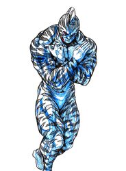 Rule 34 | 1boy, abs, absurdres, artist request, blank eyes, highres, kinnikuman, kinnikuman zebra, large pectorals, looking at viewer, manly, muscular, pectorals, red eyes, serious, shaded face, simple background, solo, white background, wrestling, wrestling mask, wrestling outfit