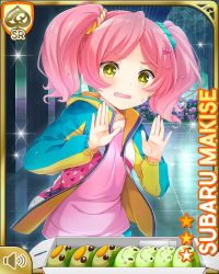 Rule 34 | 1girl, box, card, character name, doughnut, fang, food, girlfriend (kari), indoors, jacket, jogging, makise subaru, night, official art, open mouth, panting, pink hair, pink shirt, qp:flapper, shirt, shoes, solo, surprised, tagme, track suit, twintails, unzipped, yellow eyes