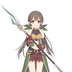 Rule 34 | 1girl, ayumi (princess connect!), green eyes, holding, holding weapon, long hair, official art, pointy ears, polearm, princess connect!, spear, tachi-e, transparent background, weapon