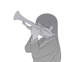 Rule 34 | 1girl, bang dream!, bang dream! it&#039;s mygo!!!!!, collared shirt, from side, greyscale, holding, holding instrument, holding trumpet, instrument, long hair, long sleeves, monochrome, necktie, nisroch111, profile, school uniform, shiina taki, shirt, solo, trumpet, upper body