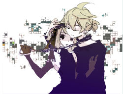 Rule 34 | 1boy, 1girl, brother and sister, chain, collar, dress, gloves, kagamine len, kagamine rin, monochrome, siblings, twins, vocaloid