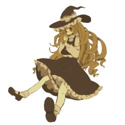 1girl bad_id bad_pixiv_id blush bobby_socks female_focus hat highres kirisame_marisa mary_janes meisa shoes socks solo touhou witch witch_hat