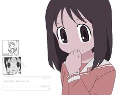 Rule 34 | azumanga daiou, blush, doppelschwert, highres, kasuga ayumu, long hair, long sleeves, multiple girls, school uniform, serafuku, simple background, upper body