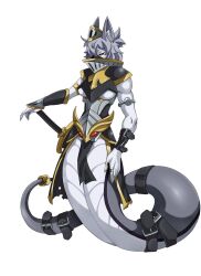 Rule 34 | armor, belt, corruption, digimon, digimon (creature), highres, lamia, monster girl, original, red eyes, solo, tail, tailmon