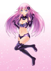 Rule 34 | 10s, 1girl, :d, absurdres, alternate breast size, bare shoulders, black gloves, black thighhighs, blue eyes, blush, boots, breasts, choujigen game neptune mk2, cleavage, cleavage cutout, clothing cutout, crop top, elbow gloves, female focus, floating, full body, gloves, gradient background, hair ornament, halterneck, highres, large breasts, leg lift, long hair, magical girl, midriff, navel, nepgear, neptune (series), open mouth, pink background, pink hair, purple footwear, purple sister, purple thighhighs, roland-gin, short shorts, shorts, smile, solo, sparkle, thigh boots, thighhighs, turtleneck, very long hair