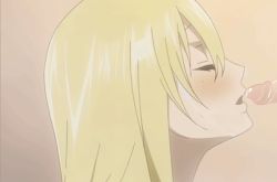 Rule 34 | 1boy, 1girl, animated, animated gif, artist request, blonde hair, blush, third-party edit, fairy tail, fellatio, hetero, lucy heartfilia, oral, penis, third-party edit, uncensored