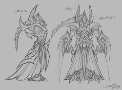 Rule 34 | absurdres, alarak (starcraft), blizzard (company), character sheet, full body, heroes of the storm, highres, monochrome, sketch, starcraft