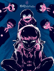 Rule 34 | 10s, 6+boys, bowl cut, brothers, duo chromatic, evil grin, evil smile, fingerprint, formal, grin, heart, heart in mouth, male focus, matsuno choromatsu, matsuno ichimatsu, matsuno jyushimatsu, matsuno karamatsu, matsuno osomatsu, matsuno todomatsu, messy hair, multiple boys, osomatsu-kun, osomatsu-san, osomatsu (series), sextuplets, shaded face, siblings, smile, squatting, suit, tellmin
