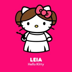 Rule 34 | 1girl, blaster (star wars), cat, cosplay, female focus, hello kitty, hello kitty (character), pink background, princess leia organa solo, princess leia organa solo (cosplay), sanrio, star wars, tagme