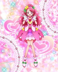 Rule 34 | 1girl, choker, cure grace, earrings, full body, gloves, hanadera nodoka, healin&#039; good precure, healing wand, highres, jewelry, leaf earrings, long hair, magical girl, official art, open mouth, pink choker, pink eyes, pink hair, precure, precure connection puzzlun, smile, solo, third-party source, white gloves