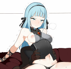 Rule 34 | 1boy, 1girl, bad id, bad pixiv id, black ribbon, blue eyes, blue hair, breasts, breath, closers, clothing aside, convenient censoring, hair ribbon, hairband, hands on another&#039;s hips, hetero, implied sex, medium breasts, minma, navel, nipples, out-of-frame censoring, panties, panties aside, parted lips, reverse cowgirl position, ribbon, rolling eyes, sex, sex from behind, sidelocks, spread legs, straddling, tears, thighs, trembling, underwear, violet (closers)