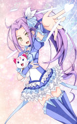 Rule 34 | 10s, 1girl, :d, beamed quavers, blue skirt, blue thighhighs, boots, cat, choker, cure beat, dress, frills, hair ornament, hair ribbon, hairpin, happy, heart, highres, hummy (suite precure), kurokawa eren, long hair, magical girl, musical note, open mouth, precure, purple hair, ribbon, seiren (suite precure), shinohara shinome, side ponytail, skirt, smile, sparkle, suite precure, thigh boots, thighhighs, treble clef, wrist cuffs, yellow eyes