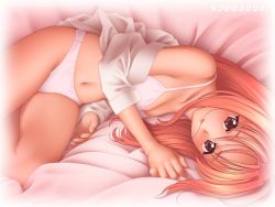 Rule 34 | 1girl, bed, blouse, bra, breasts, cleavage, large breasts, lingerie, love hina, lying, narusegawa naru, open clothes, open shirt, panties, shirt, solo, underwear, undressing, wallpaper