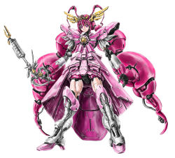Rule 34 | 1girl, cure happy, cure happy (princess form), highres, holding, holding sword, holding weapon, hoshizora miyuki, looking down, mecha, mechanization, open hand, pink eyes, precure, robot, ryu suio shou, smile precure!, solo, standing, sword, twintails, weapon