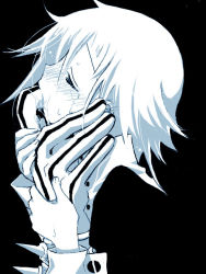 Rule 34 | 00s, blush, closed eyes, finger in mouth, saliva, short hair, shy, soul eater, spikes, tears