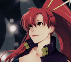 00s 1girl bad_id bad_pixiv_id close-up female_focus jes js_helix lips ponytail red_hair solo tengen_toppa_gurren_lagann yellow_eyes yoko_littner