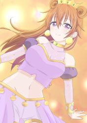 Rule 34 | 1girl, absurdres, artist name, artist request, blush, bracelet, breasts, brown hair, butterfly (love live!), choker, cleavage, clothing cutout, collarbone, cropped shirt, crown, detached sleeves, double bun, dress, dress shirt, earrings, female focus, floating hair, gold bracelet, hair between eyes, hair bun, hair rings, harem outfit, highres, jewelry, konoe kanata, long hair, looking at viewer, love live!, love live! nijigasaki high school idol club, love live! school idol festival, medium breasts, nail, nail polish, navel, parted lips, pink nails, puffy short sleeves, puffy sleeves, purple eyes, purple ribbon, purple shirt, purple shorts, ribbon, shirt, short sleeves, shorts, shoulder cutout, smile, solo, two side up, yellow bracelet, yellow choker