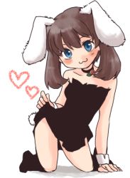 Rule 34 | :3, alternate costume, animal ears, blue eyes, buffs, clothes lift, cosplay, creatures (company), dress, dress lift, game freak, lowres, may (pokemon), nintendo, pokemon, rabbit ears, rabbit tail, solo, tail