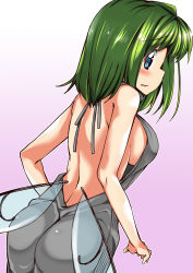 Rule 34 | 1girl, ase (nigesapo), ass, backless dress, backless outfit, bare back, blue eyes, breasts, daiyousei, dress, fairy wings, green hair, highres, large breasts, low wings, meme attire, side ponytail, sideboob, solo, sweater, sweater dress, touhou, virgin killer sweater, wings