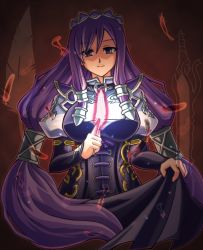 Rule 34 | 1girl, ailyth, feathers, long hair, maid, purple hair, solo, valkyrie profile: covenant of the plume, valkyrie profile (series)