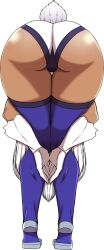 Rule 34 | 1girl, absurdres, arm around leg, ass, ass focus, bent over, boku no hero academia, clothing cutout, dark-skinned female, dark skin, from behind, gloves, highleg, highleg leotard, highres, huge ass, legs, leotard, long hair, long legs, meme, mirko, no lady on twitter can recreate this (meme), own hands together, purple thighhighs, rabbit girl, rabbit tail, simple background, smallsoud, solo, standing, tail, tail through clothes, thick thighs, thigh gap, thighhighs, thighs, toned, very long hair, white gloves, white hair, white leotard