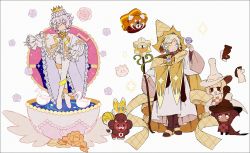 Rule 34 | 4boys, :d, ballet, bird, bird on hand, blonde hair, blue eyes, blush stickers, boots, brown footwear, brown headwear, cape, chess choco cookie, chess piece, closed mouth, cookie run, cookiemals, crown, frilled cape, hakusai (tiahszld), hat, heterochromia, leggings, long hair, long sleeves, male focus, multiple boys, multiple others, open mouth, pink eyes, pure vanilla cookie, short hair, smile, swan, whipped cream cookie, white cape, white hair, white headwear, white legwear, white sleeves, white tunic, wide sleeves, witch hat, yellow eyes