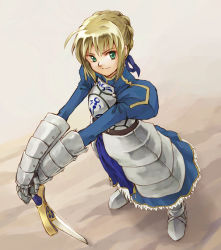 Rule 34 | 00s, 1girl, armor, armored dress, artoria pendragon (all), artoria pendragon (fate), dress, excalibur (fate/stay night), fate/stay night, fate (series), faulds, gauntlets, hands on hilt, planted, planted sword, planted weapon, saber (fate), solo, sword, weapon, yukihashi
