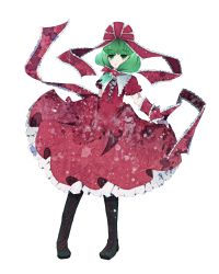 Rule 34 | 1girl, bad id, bad pixiv id, boots, collar, cross-laced footwear, dress, female focus, frills, front ponytail, full body, green eyes, green hair, highres, kagiyama hina, lace-up boots, laces, matching hair/eyes, smile, solo, suo, touhou, transparent background