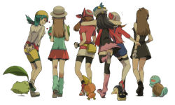 Rule 34 | 00s, 1990s (style), 6+girls, ^ ^, alternate costume, aqua socks, back, bike shorts, black dress, black legwear, boots, brown hair, bulbasaur, chikorita, closed eyes, creatures (company), cyndaquil, dawn (pokemon), dress, dual persona, game freak, gen 1 pokemon, gen 2 pokemon, gen 3 pokemon, gen 4 pokemon, gloves, green (pokemon), hat, hiyokko ep, hug, kris (pokemon), leaf (pokemon), leg armor, long hair, lyra (pokemon), may (pokemon), miniskirt, multiple girls, nintendo, on head, overalls, own hands together, pink footwear, piplup, pokemon, pokemon (creature), pokemon dppt, pokemon frlg, pokemon gsc, pokemon hgss, pokemon on head, pokemon rgby, pokemon rgby beta, pokemon rse, prototype design, retro artstyle, simple background, skirt, smile, socks, squirtle, thighhighs, torchic, twintails, white background, white hat, | |