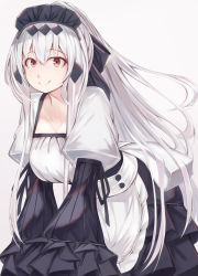 Rule 34 | 1girl, absurdres, abyssal ship, aircraft carrier water oni, alternate costume, apron, beisaku bei, black dress, breasts, collarbone, dress, enmaided, frilled apron, frilled sleeves, frills, highres, kantai collection, large breasts, long hair, long sleeves, maid, maid apron, maid headdress, pale skin, red eyes, smile, solo, very long hair, waist apron, white apron, white hair