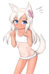 Rule 34 | 1girl, absurdres, animal ears, bikini, blonde hair, blue eyes, cat ears, cat tail, frilled bikini, frills, hair ribbon, highres, kantai collection, leaning forward, long hair, looking at viewer, maru (marg0613), official alternate costume, one-hour drawing challenge, one-piece tan, paw pose, ribbon, ro-500 (kancolle), simple background, solo, standing, swimsuit, tail, tan, tanline, white background, white bikini
