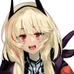 Rule 34 | 1girl, absurdres, bandana, bandana around neck, blonde hair, close-up, excited, girls&#039; frontline, highres, long hair, looking at viewer, m4 sopmod ii (girls&#039; frontline), open mouth, red eyes, shitamichi 4444, sketch, smile, solo
