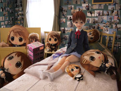 Rule 34 | bed, brown eyes, brown hair, figure, hirasawa ui, hirasawa yui, k-on!, otaku, photo (medium), stuffed animal, tagme