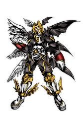 Rule 34 | 1boy, digimon, digimon (creature), fallen angel, gloves, highres, lucemon falldown mode, male focus, solo, wings