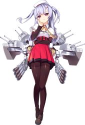 Rule 34 | 1girl, aiguillette, ajax (azur lane), azur lane, beret, black pantyhose, brown footwear, capelet, closed mouth, detached sleeves, full body, hair ornament, hairclip, hat, high-waist skirt, kaede (yumesaki kaede), loafers, long hair, long sleeves, machinery, official art, pantyhose, pink eyes, purple hair, red skirt, ribbon, shoes, skirt, sleeves past wrists, smile, solo, straight-on, torpedo, transparent background, turret, two side up, white hat, yellow ribbon