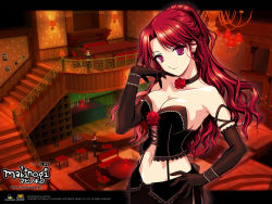 Rule 34 | 1girl, breasts, cleavage, elbow gloves, gloves, long hair, mabinogi, red hair, rua, solo, wallpaper