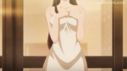 Rule 34 | animated, animated gif, ass, bathhouse, black hair, blush, komi-san wa komyushou desu, komi shouko, long hair, shy, tagme, towel, watermark