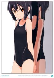 Rule 34 | 1girl, absurdres, black hair, blush, errant, highres, k-on!, long hair, looking at viewer, nakano azusa, smile, solo, swimsuit, twintails